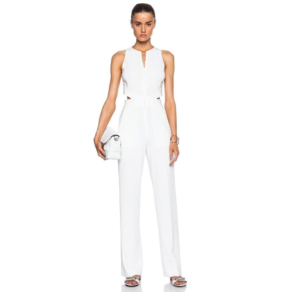 A.L.C. Chandler White Zip Cutout Detail Sleeveless Jumpsuit Size Us 0
